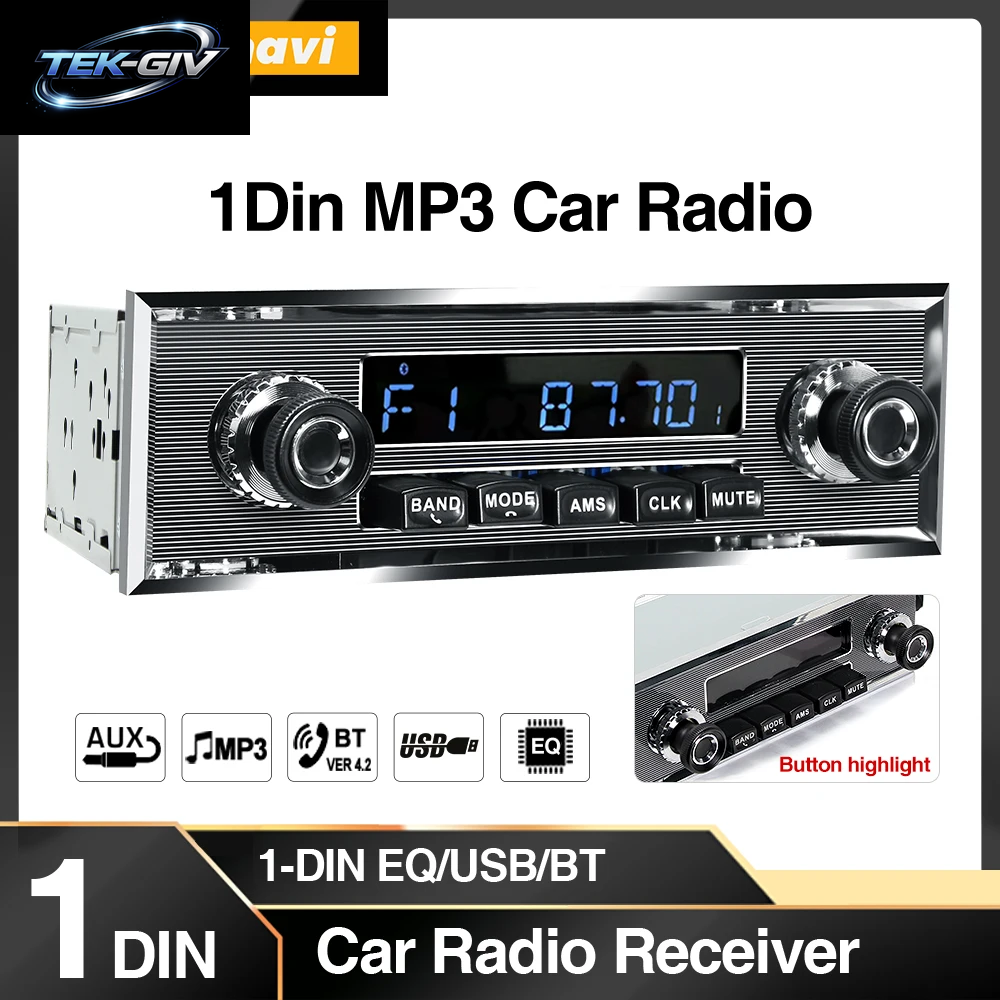 Grandnavi 1 Din Autoradio Mp3-Player Oldtimer Retro Audio Stereo Unterstützung FM AUX EQ Usb-Eingang In-Dash Bluetooth Für Benz