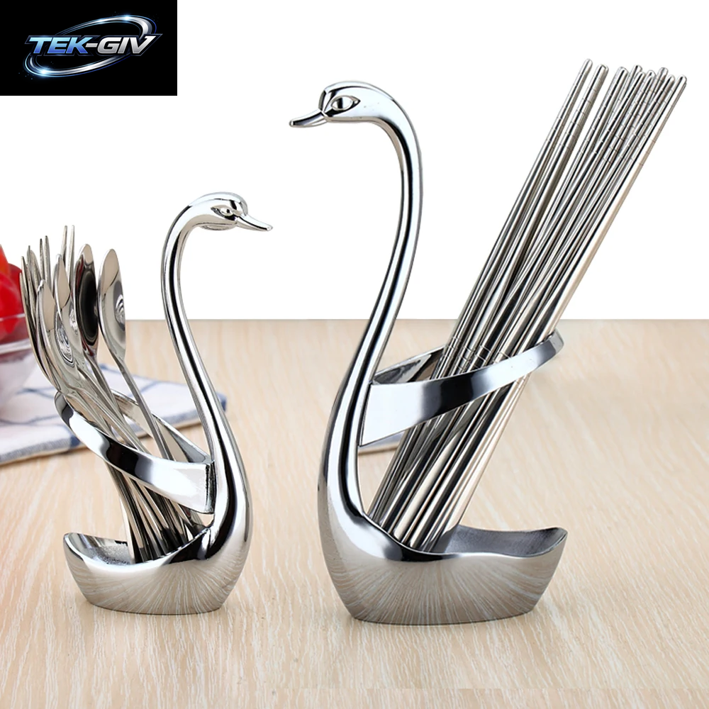 Beliebte Schwanen Form Zink Legierung Besteck Halter Metall Geschirr Basis Zarte Hübsche Dekoration Gadget Küchen Zubehör Für Zu Hause