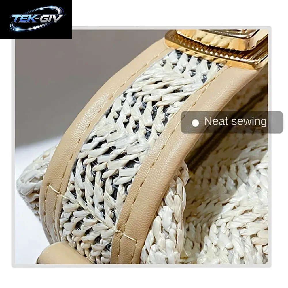 Mode Mit Hardware-Schloss Umhängetasche Trend Ige Große Kapazität Einfache Stroh Handtasche Weichen Griff Strand Tasche Frauen Mädchen