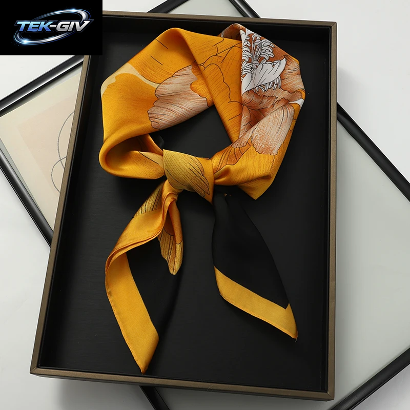 60 Farben Luxus-Schal Für Damen 70*70Cm Seidengefühl Quadratisches Haartuch Foulard Satin-Schal Großformatiges Kopftuch Hijab Taschentuch