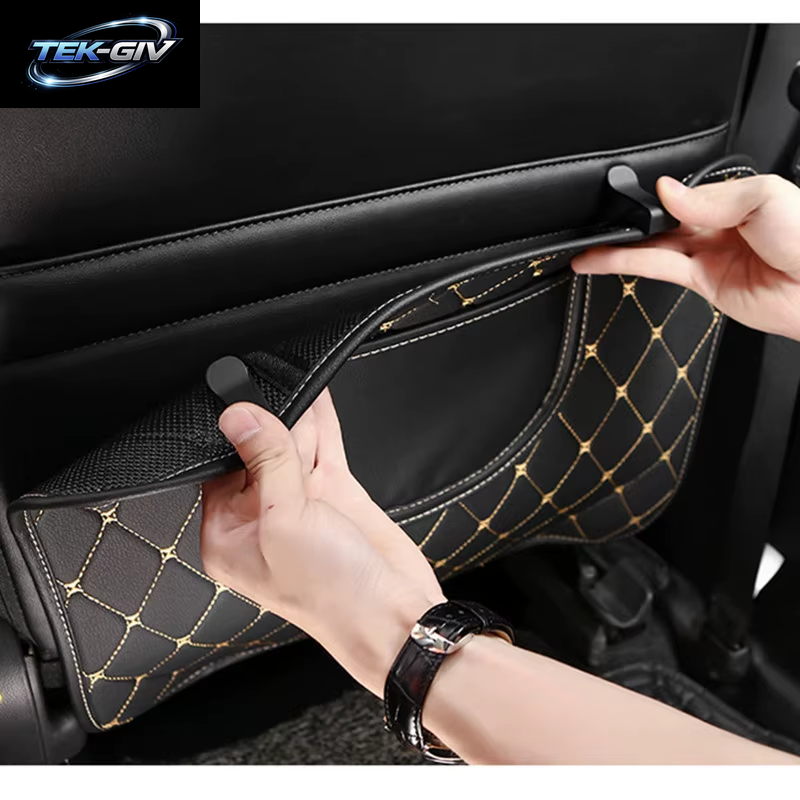 PU Leder Auto anti Kick Pad Auto Sitz Zurück Schutz Abdeckung Mit Lagerung Tasche Auto Rücksitz Anti-Kick Matten Zubehör Für Kinder