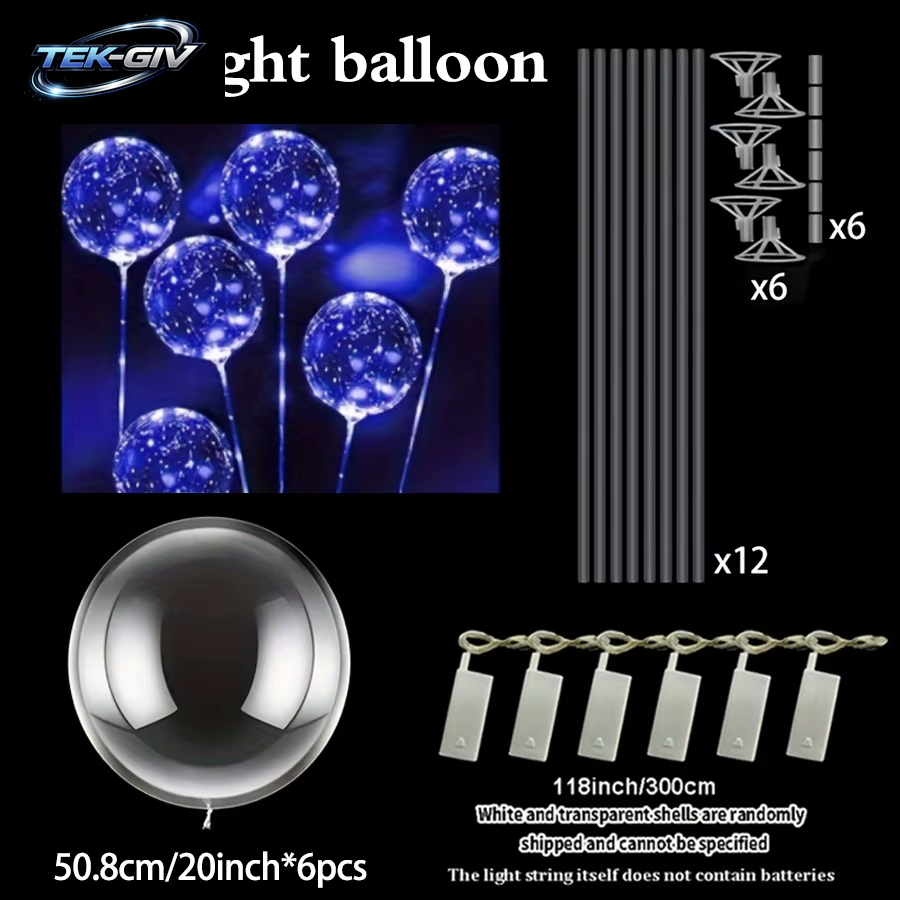 6 Leds Leuchtende Transparente Luftballons Für Hochzeiten, Geburtstage, Junggesellenabschiede (Batterie Nicht Im Lieferumfang Enthalten), Valentinstag, Jahrestag