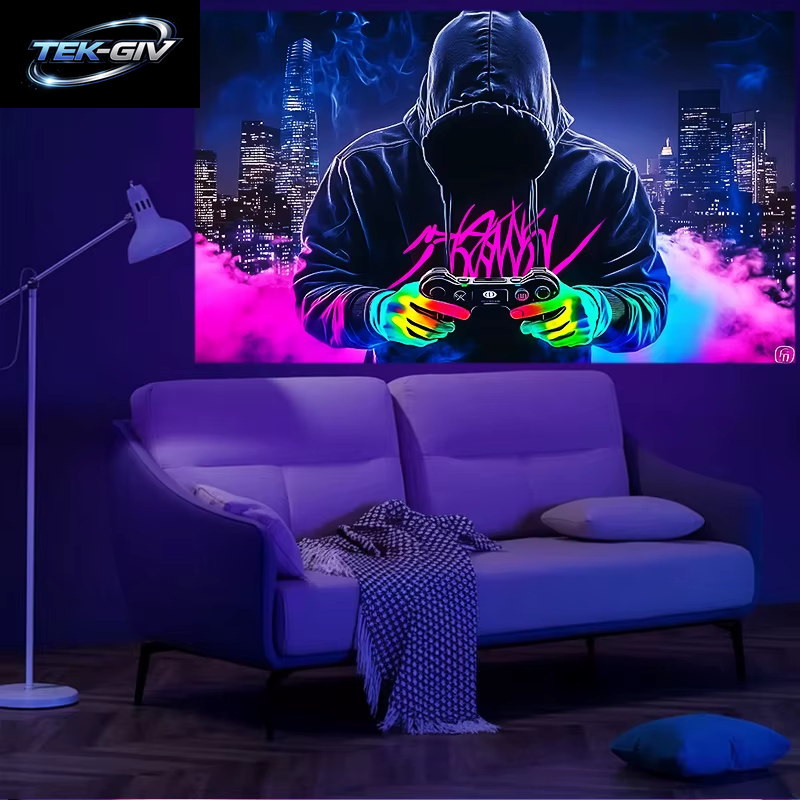 VIKAMA Bunter GAMER Trendy Play Tapisserie Neon Game Controller Dekoration Trendy Cool Esports Room Hintergrundwand