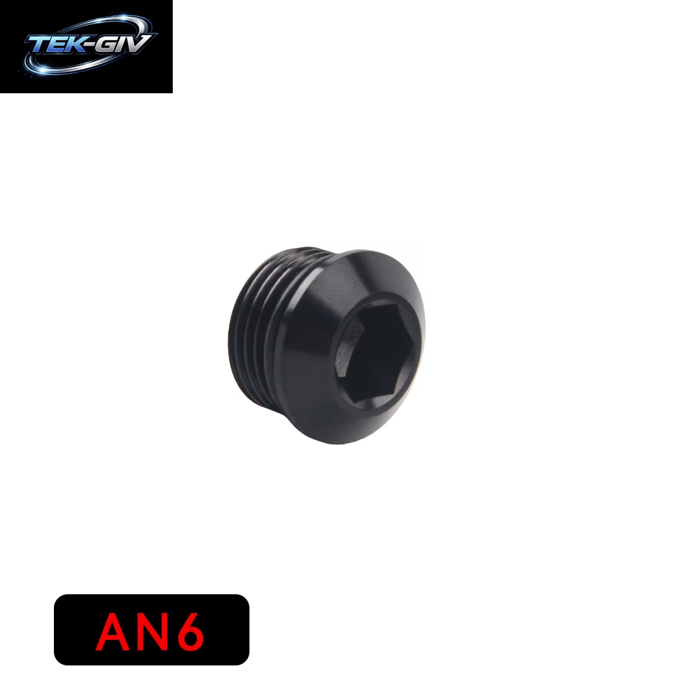 Aluminium AN3 AN4 AN6 AN8 AN10 AN12 AN16 AN20 ORB Sockel Sechskant O-Ring Boss Stecker SCHWARZ