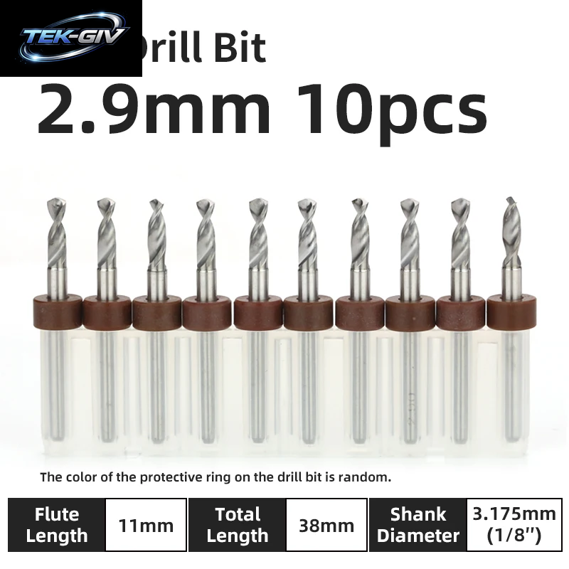 TOOLEYE 10-Teiliges Pcb-Bohrer-Set, Mikrobohrer, Leiterplatte, 1/8 Zoll Schaft, Mini-Cnc-Bohrer, 0,1–3,175 Mm Bohrwerkzeuge