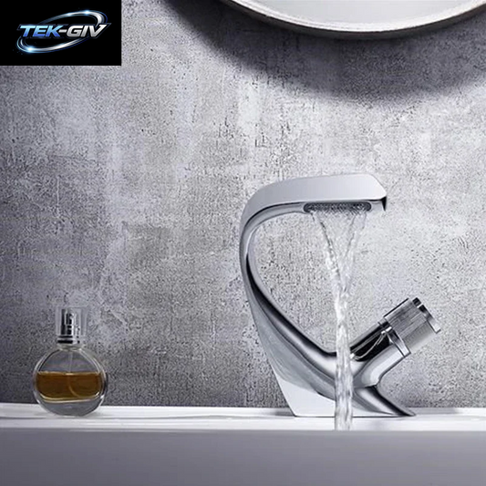 Wasserfall-Wasserhahn Aus Edelstahl Für Heiß- Und Kaltwasser, G1/2 (20 Mm) Gewinde, Waschbecken-Armatur, Hochwertiges Kunstobjekt