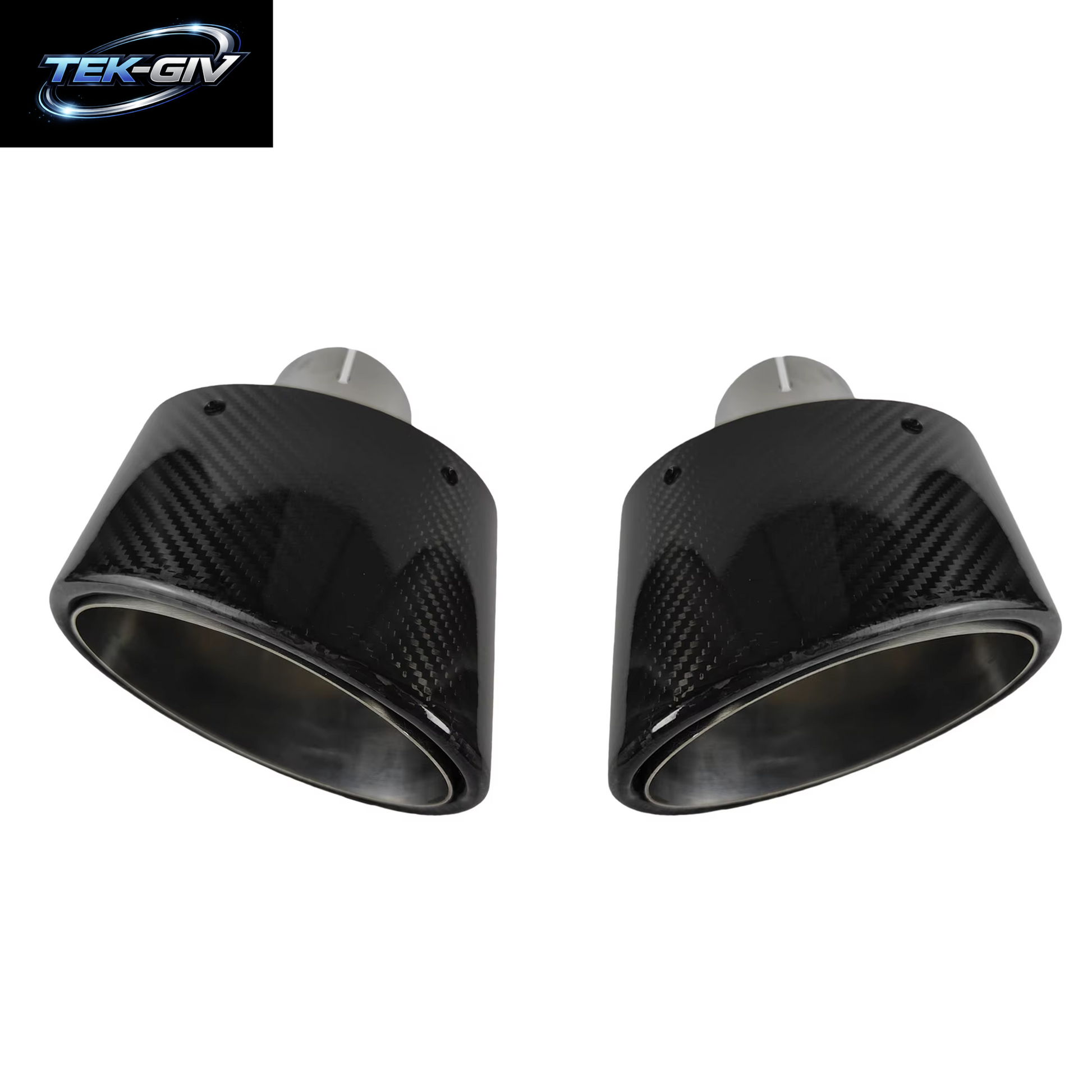 1Pcs Universal Auto Glänzend Carbon Faser Schalldämpfer Spitze Auspuffrohr Düse Dekoration Edelstahl Silber Oval 150Mm Kippen Links Rechts