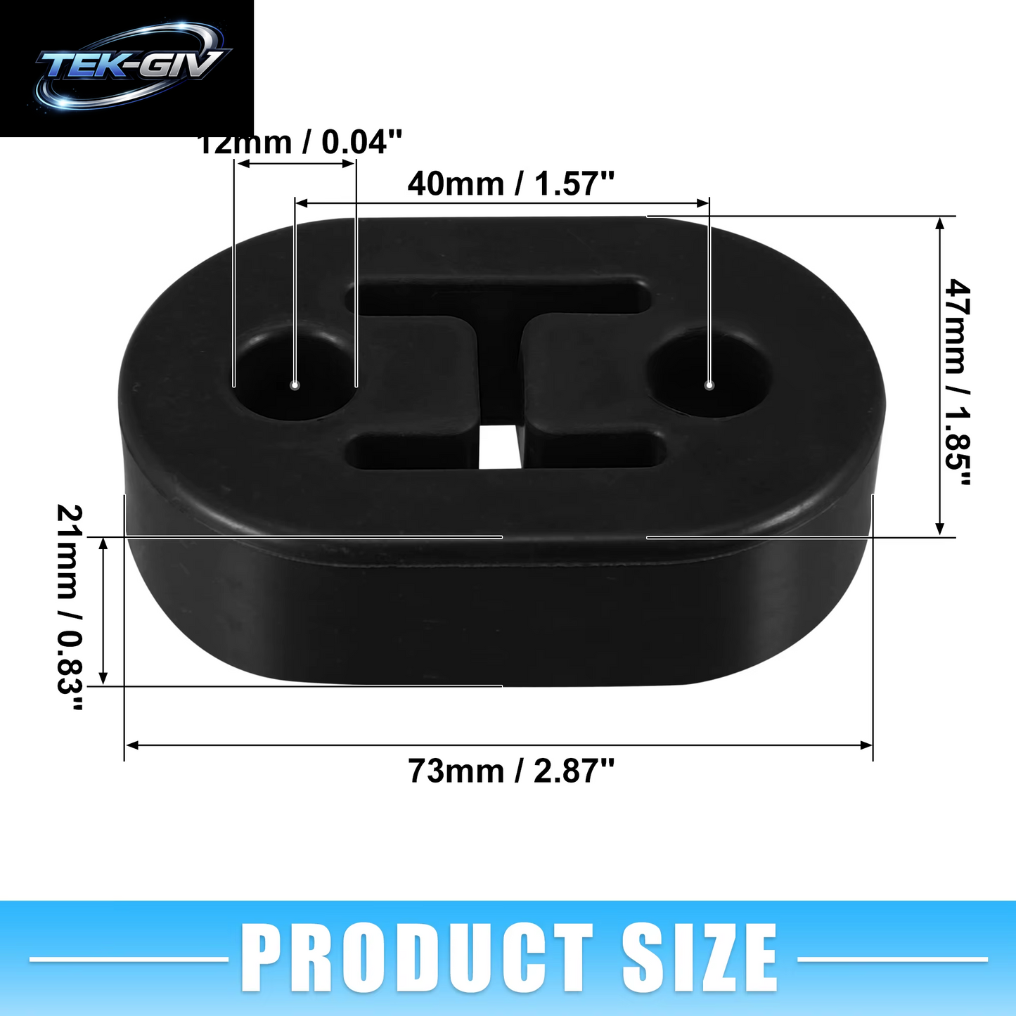 UXCELL Auto-Auspuffaufhänger Aus Gummi Mit 2 Löchern, 12 Mm Lochgröße, Schalldämpfer-Halterung, Schwarz (2Er-Set)