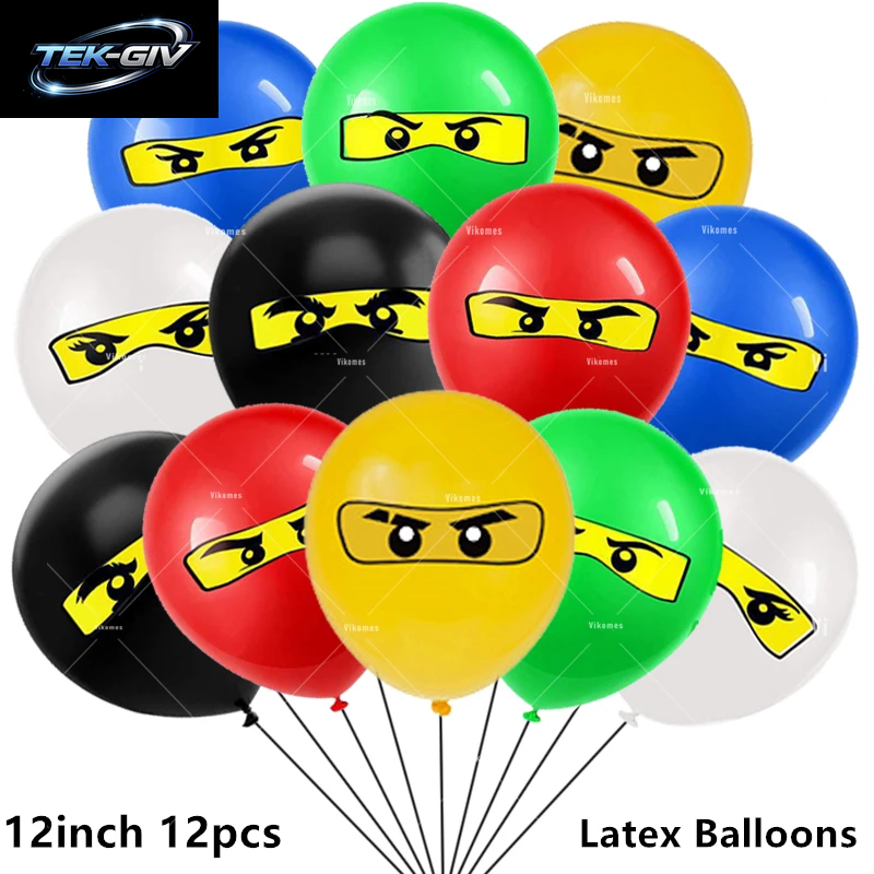 Ninjaed Go Thema Luftballons Geburtstag Party Dekoration Lieferungen Baby Dusche Legoed Latex Ballon Hintergrund Banner Kuchen Topper Jungen