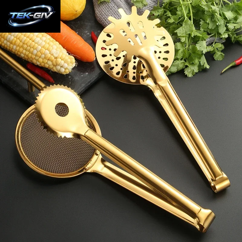Gold Edelstahl Lebensmittel Clip Gebratene Lebensmittel Clip Kreative Steak Abfluss Filter Mit Filter Mesh Leckage Küchengeräte