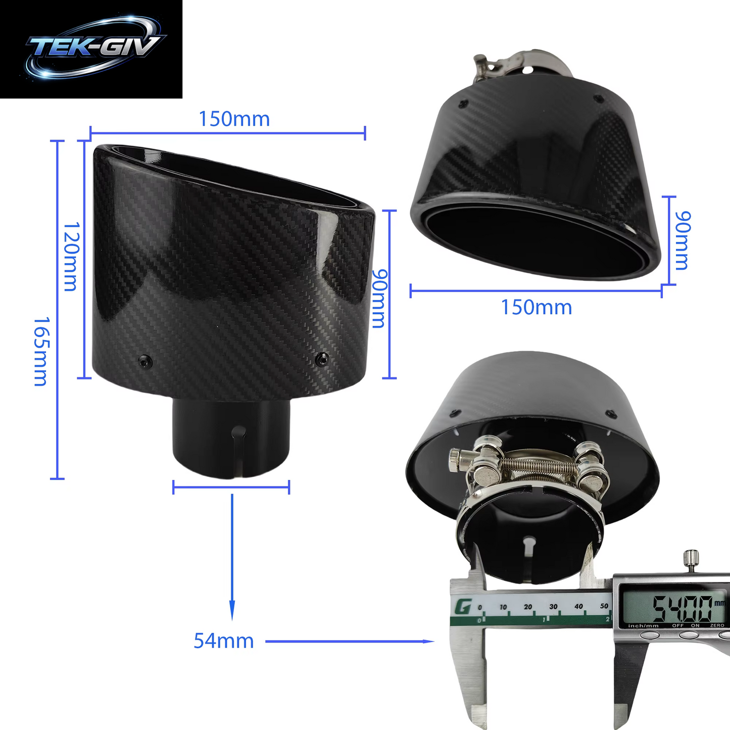 1Pcs Universal Auto Glänzend Carbon Faser Schalldämpfer Spitze Auspuffrohr Düse Dekoration Edelstahl Silber Oval 150Mm Kippen Links Rechts