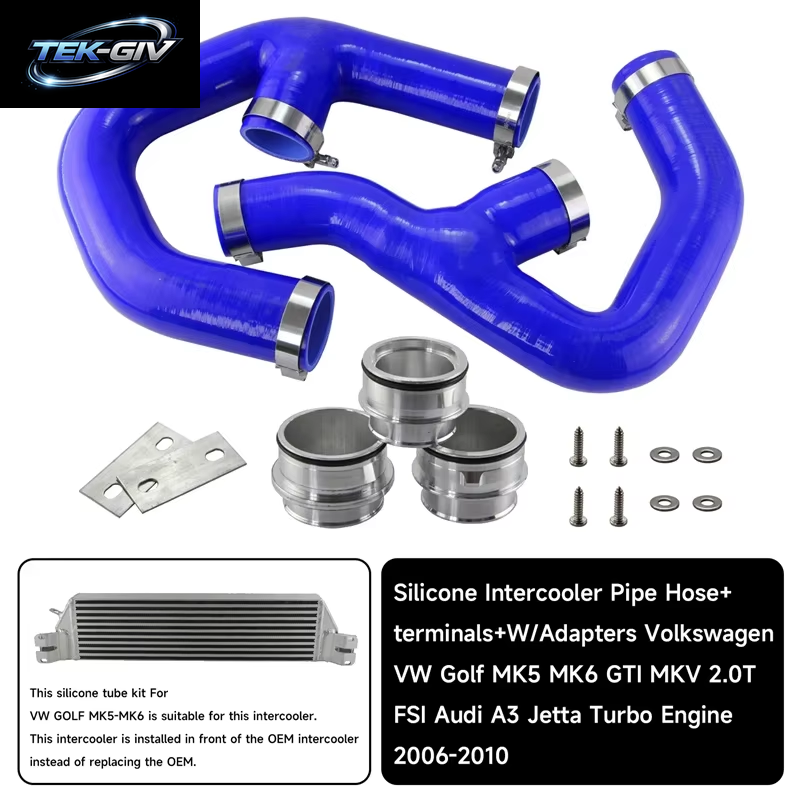Schwarz/Rot/Blau Silikon Turbo Intercooler Rohr Schlauch Passend Für Golf MK5 MK6 GTI 2.0 Fsi W/Adapter 2006-2009
