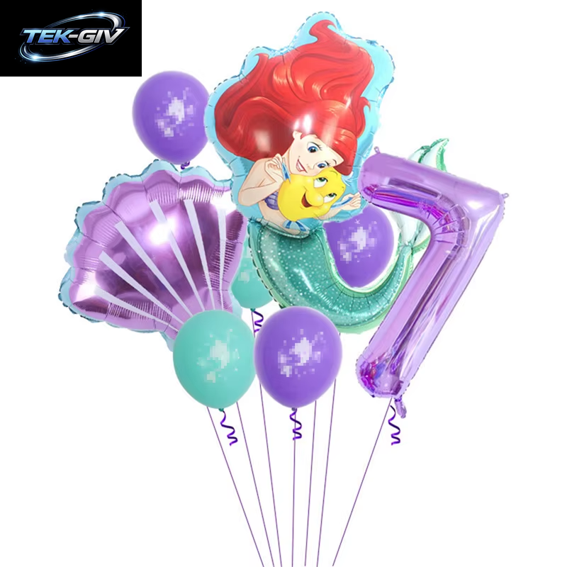 Die Kleine Meerjungfrau Geburtstag Party Dekoration Prinzessin Ariel Papier Serviette Teller Tasse Tischdecke Luftballons Kinder Baby Shower Supplies