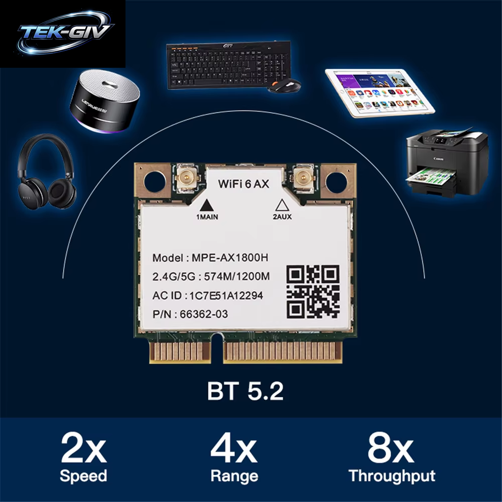 Wi-Fi 6 Mt792 Dualband Wifi 6 Bluetooth 5,2 Karte Für Mini-Pcie-Adapter Wlan-Adapter 2,4G/5Ghz Für Laptop/Pc