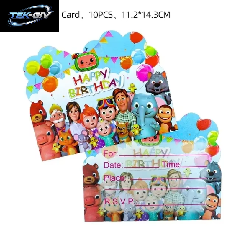Cocomelon Ballon JJ Melone Wassermelone Spielzeug Alles Gute Zum Geburtstag Banner Party Dekoration Hintergrund Kuchen Topper JOJO Einweggeschirr