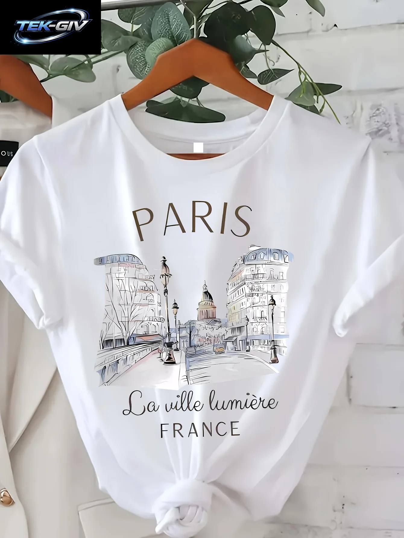 Paris Damen-T-Shirt Mit Aufdruck, Kurzärmelig, Rundhalsausschnitt, Lässiges Oberteil Für Sommer Und Frühling, Damenbekleidung