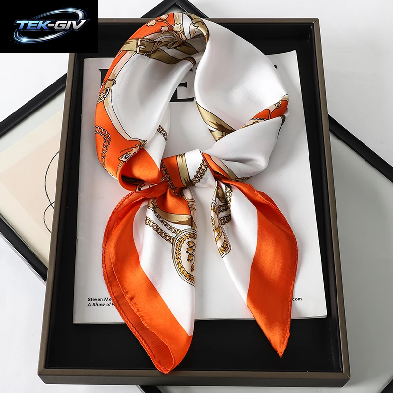 60 Farben Luxus-Schal Für Damen 70*70Cm Seidengefühl Quadratisches Haartuch Foulard Satin-Schal Großformatiges Kopftuch Hijab Taschentuch