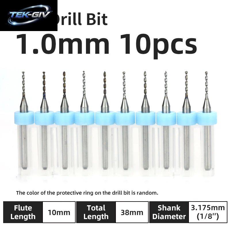 TOOLEYE 10-Teiliges Pcb-Bohrer-Set, Mikrobohrer, Leiterplatte, 1/8 Zoll Schaft, Mini-Cnc-Bohrer, 0,1–3,175 Mm Bohrwerkzeuge
