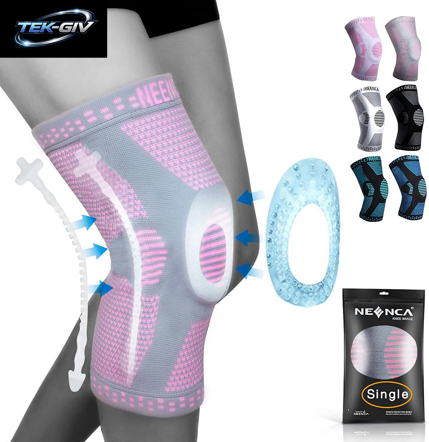 NEENCA Kupfer-Kniebandage, Kniestütze Mit Patella-Gel-Pad Und Seitenstabilisatoren Für Knieschmerzen, Sport, Arthritis, ACL, Linderung Von Gelenkschmerzen