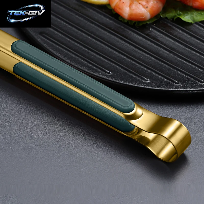 Gold Edelstahl Lebensmittel Zange Rutsch Feste Servier Zange Für Grill Fleisch Salat Brot Küchen Zubehör Kochute Nsilien