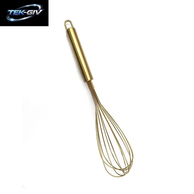 1Pcs Gold Edelstahl Schneebesen Hand Schneebesen Ei Mischer Backen Kuchen Werkzeug Backen Set Home Egg Werkzeuge Küche Zubehör F