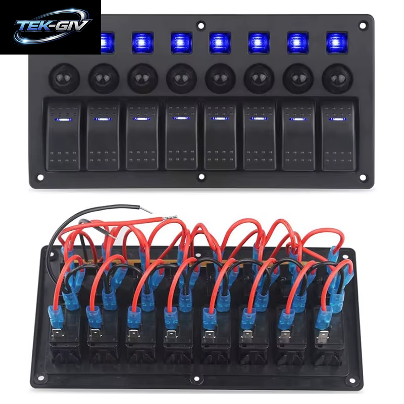 8-Gang-Wippschalter Für Boote Mit Leistungsschaltern, Led-Schalttafel, 12 V, 24 V, Für Boot, Wohnmobil, Wohnmobil, LKW, Zubehör