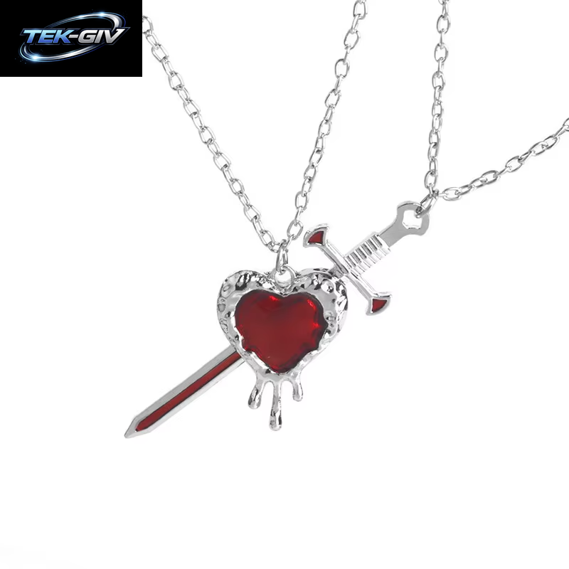 2 Stücke Schwerter Herz Anhänger Halsketten Für Frauen Männer Kühlen Punk Herz Passenden Halsketten Paar Freundschaft Mode Schmuck Geschenk
