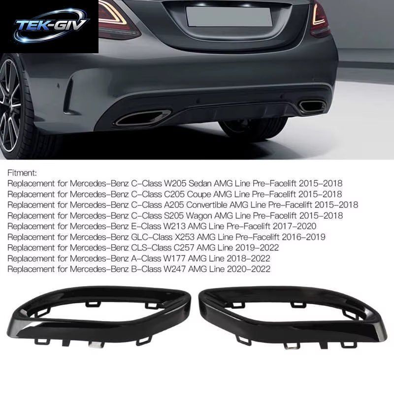 1 Paar Glänzend Schwarz Hintere Auspuffs Pitzen Abdeckung Für Mercedes-Benz a B C Glc Cls-Klasse W177 W247 W205 W213 X253 C257