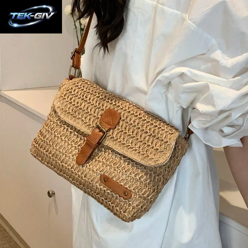 Neue Modische Stroh-Damentasche, Trendige Urlaubs-Casual-Schulter-Crossbody-Tasche, Vielseitige, Stilvolle Stroh-Damentasche Für Damen