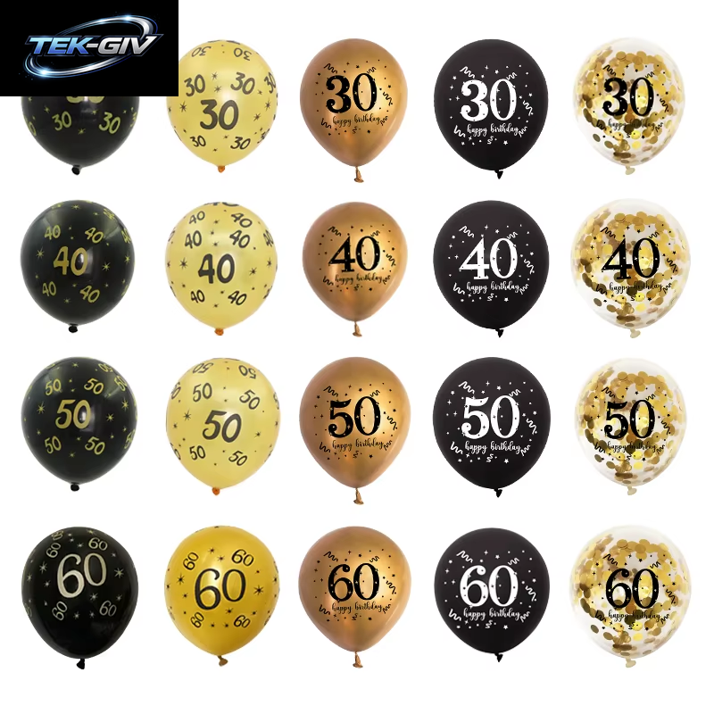 Schwarzgold 30 40 50 60 Jahre Geburtstag Latexballons Erwachsene Männer Frauen Alles Gute Zum Geburtstag Party Dekor Hochzeit 30. Jahrestag Zubehör