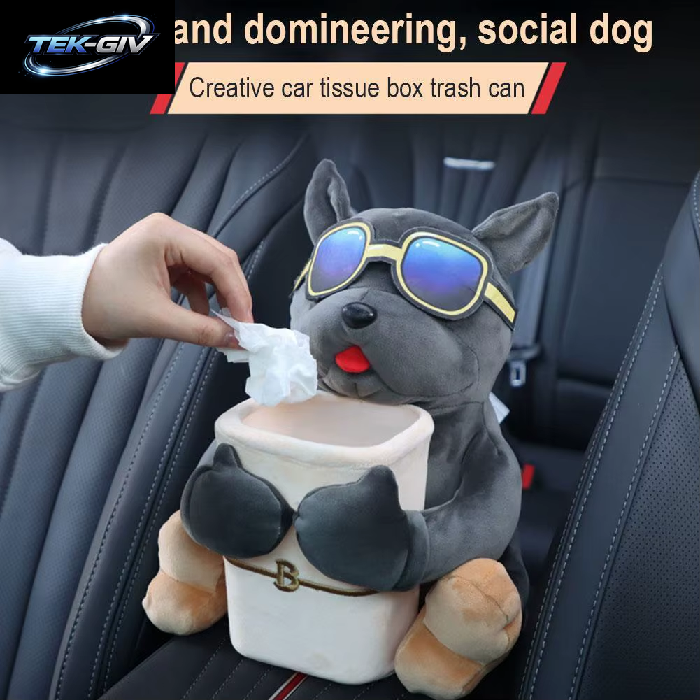 Auto Montiert Tissue Box 2-In-1 Cartoon Plüsch Puppe Auto Tissue Schublade Kann Und Auto Hängen Armlehne Box Papier Müll Halter Stor S4G5