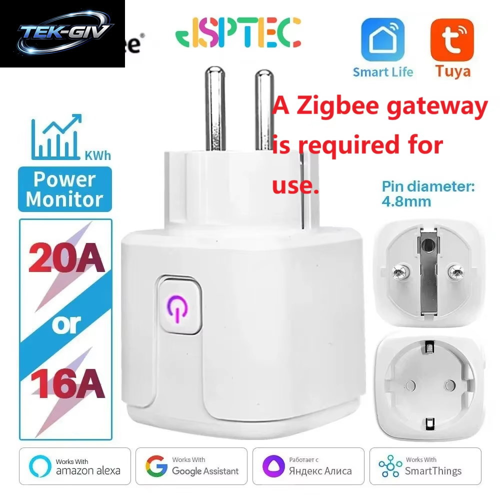 Tuya Zigbee Smart Plug 20A EU Smart Socket Mit Strom Überwachung Timing-Funktion Sprach Steuerung Über Alexa Google Home Yandex