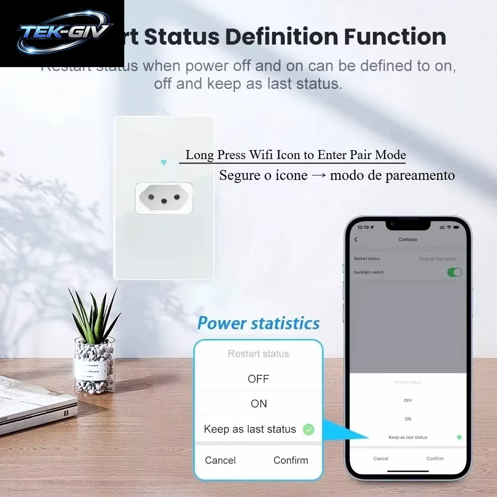 Melery Brasilien WLAN Smart Tuya Wandsteckdose Tomada Stromüberwachung 20A Steckdose Gehärtetes Touch-Glas-Panel Kompatibel Mit Alexa Google Home