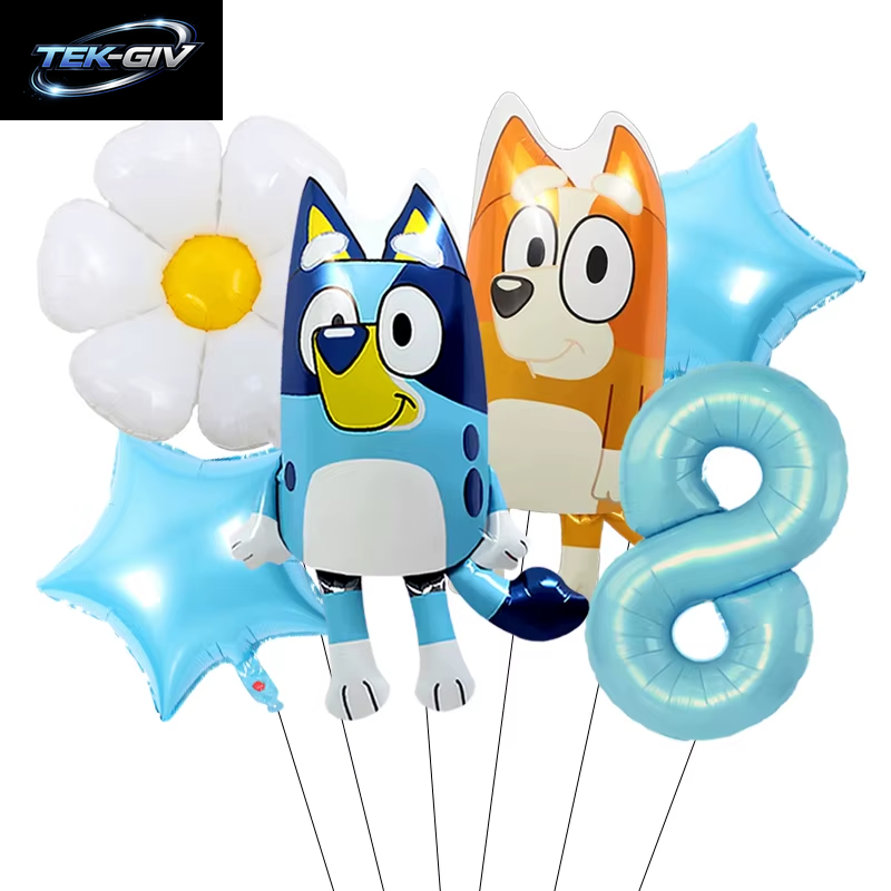 Anime Bluey Bingo Themen-Folienballons Set Latexballons Kindergeburtstag Party Dekoration Babyparty Zahlenballon Globos