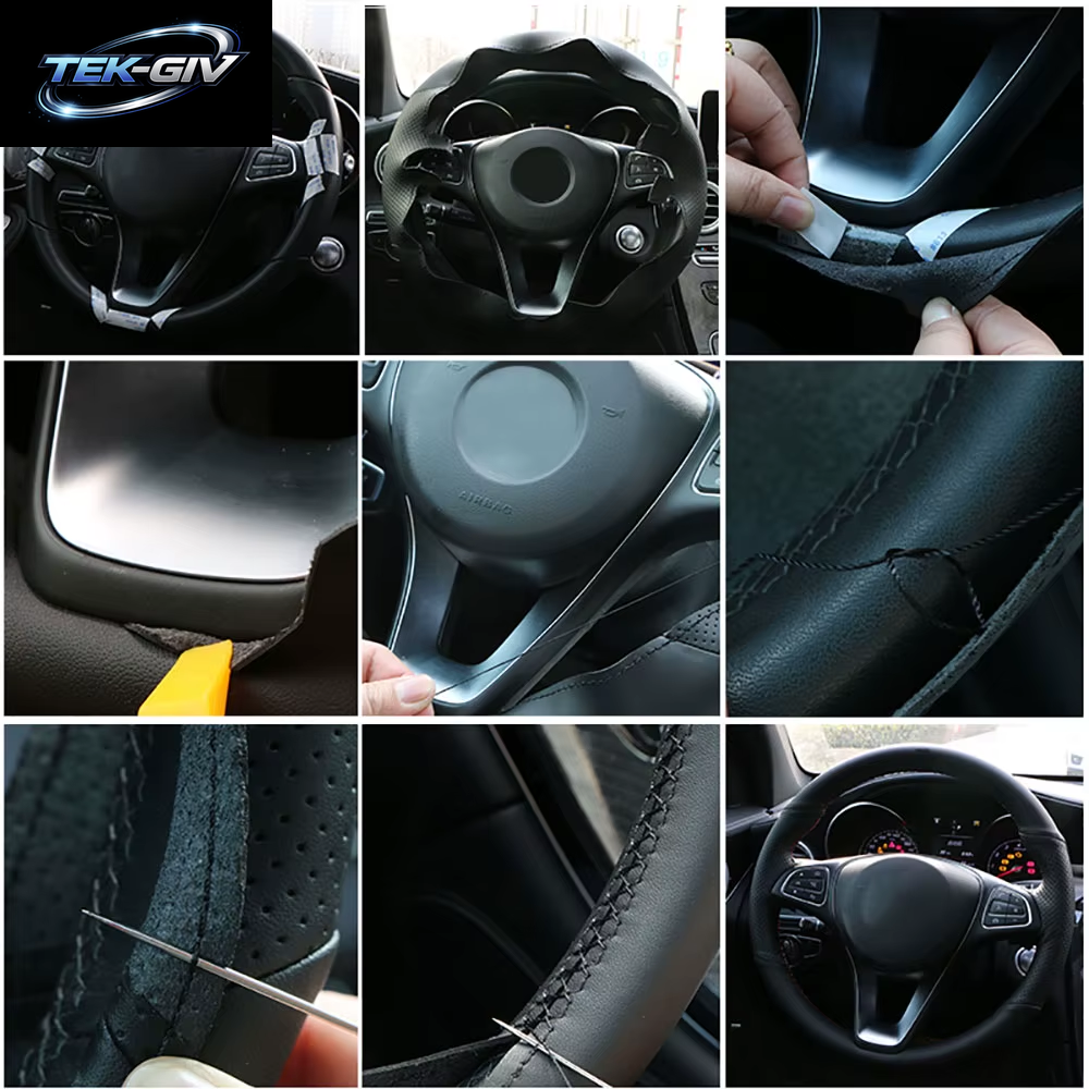Maßgeschneiderte Auto-Lenkradabdeckung Aus Nappaleder Für Hyundai Genesis 2015 2016, Autozubehör, Schwarz, Verschleißfest