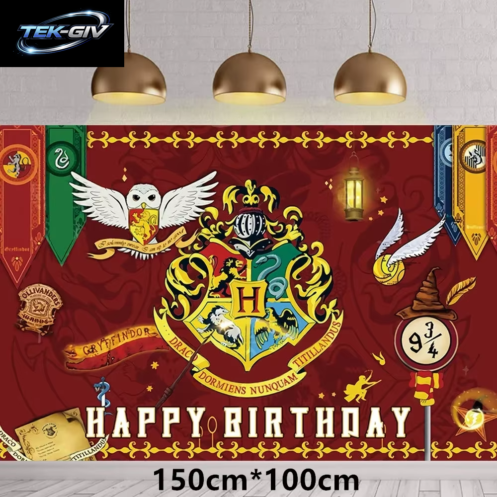 Harry Potter Ballon Hogwarts Hintergrund Eule Schule Happy Birthday Banner Party Dekoration Tortendekoration Einweg-Tischgeschirr