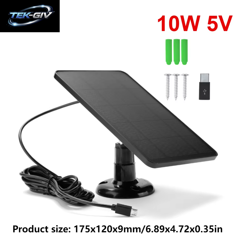 20/10 W Solarpanel Micro USB & USB-C Port Solarladepanel 9,8 Fuß Ladekabel 360 ° Einstellbare Montage Für Überwachungskamera
