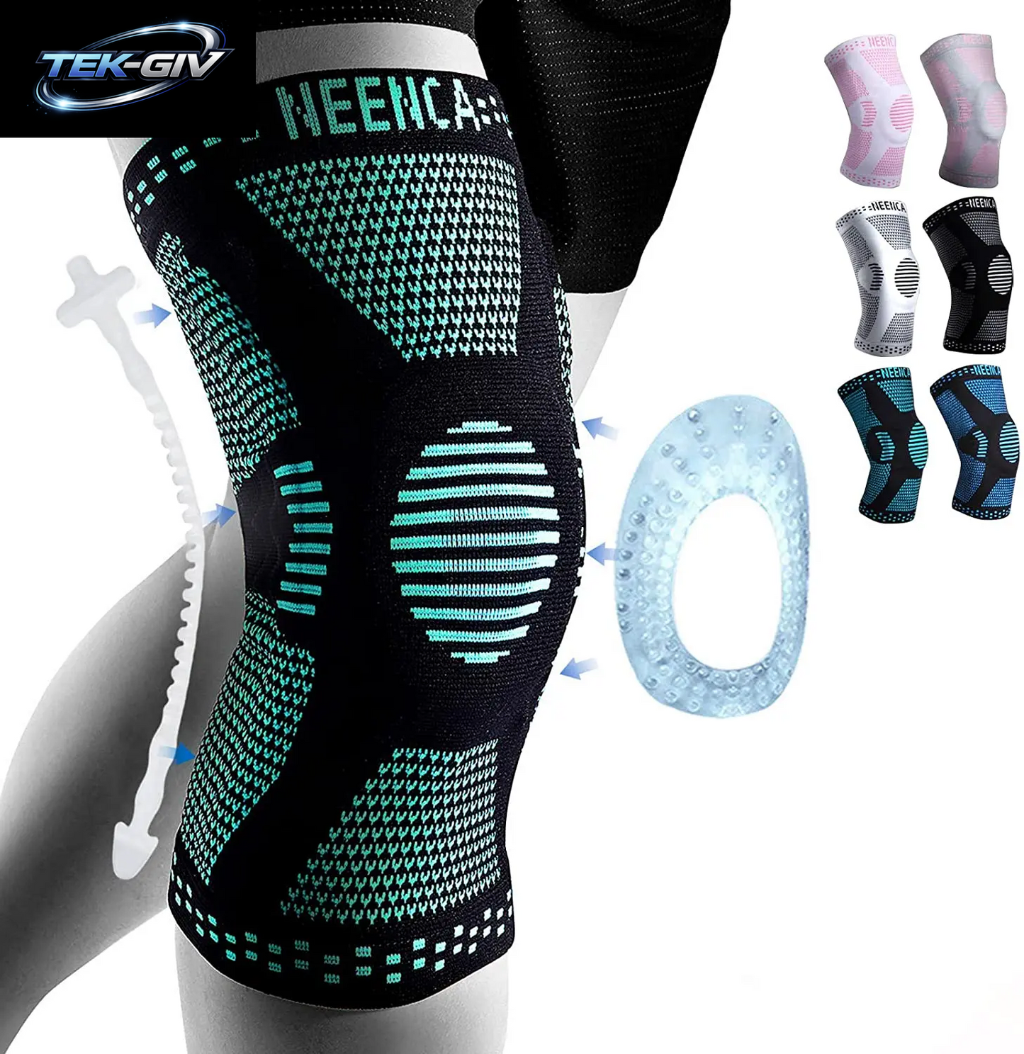 NEENCA Kupfer-Kniebandage, Kniestütze Mit Patella-Gel-Pad Und Seitenstabilisatoren Für Knieschmerzen, Sport, Arthritis, ACL, Linderung Von Gelenkschmerzen