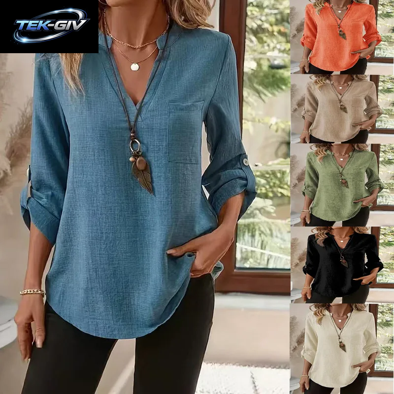 Feste Beiläufige Lose Blusen Für Frauen Mode 2025, Herbst Vintage Frauen Übergroße Shirts Und Blusen Elegante Jugend Weibliche Tops