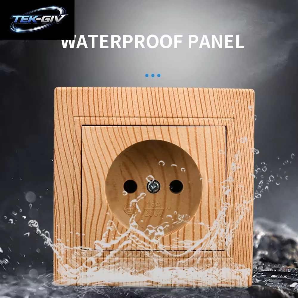 WESA Holzsteckdose, 16 A, Eu-Standard, Steckdose, Nicht Geschliffen, 86 Mm X 86 Mm, Flammhemmende Kunststoffplatten-Wandsteckdose