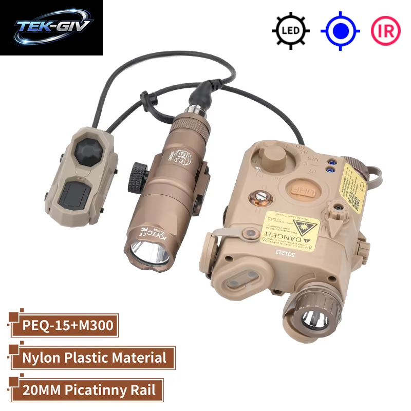 WADSN Taktische PEQ 15 Rot/Grün/Blau Laser & SF M300A/M600C Taschenlampe & AXON Remote Sitch Set IR Fülllicht Für Airsoft Jagd
