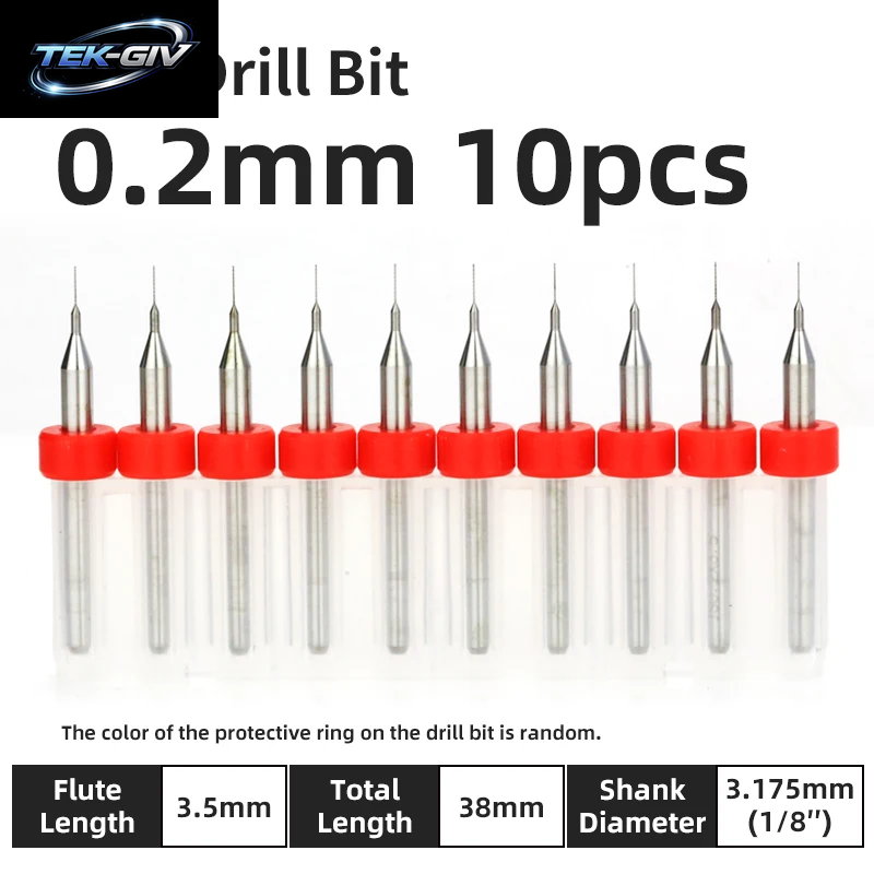 TOOLEYE 10-Teiliges Pcb-Bohrer-Set, Mikrobohrer, Leiterplatte, 1/8 Zoll Schaft, Mini-Cnc-Bohrer, 0,1–3,175 Mm Bohrwerkzeuge