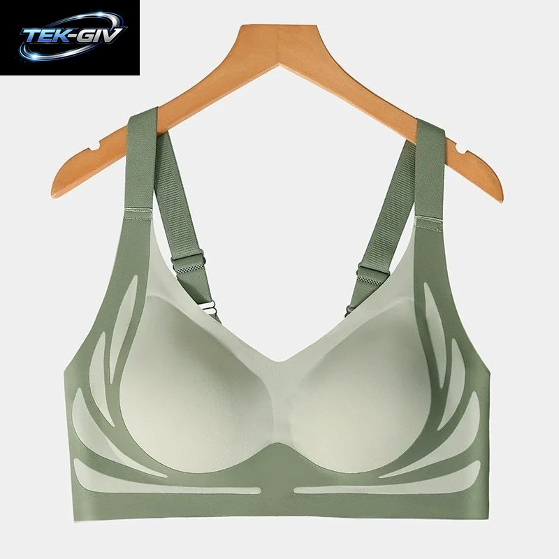 Leistungsstarker, Nahtloser Push-Up-Bh Für Damen, Gerafft, Kabelloser BH, Weich, Vollständige Abdeckung, Unterstützung, Verstellbare Unterwäsche, Anti-Durchhänger-Bh