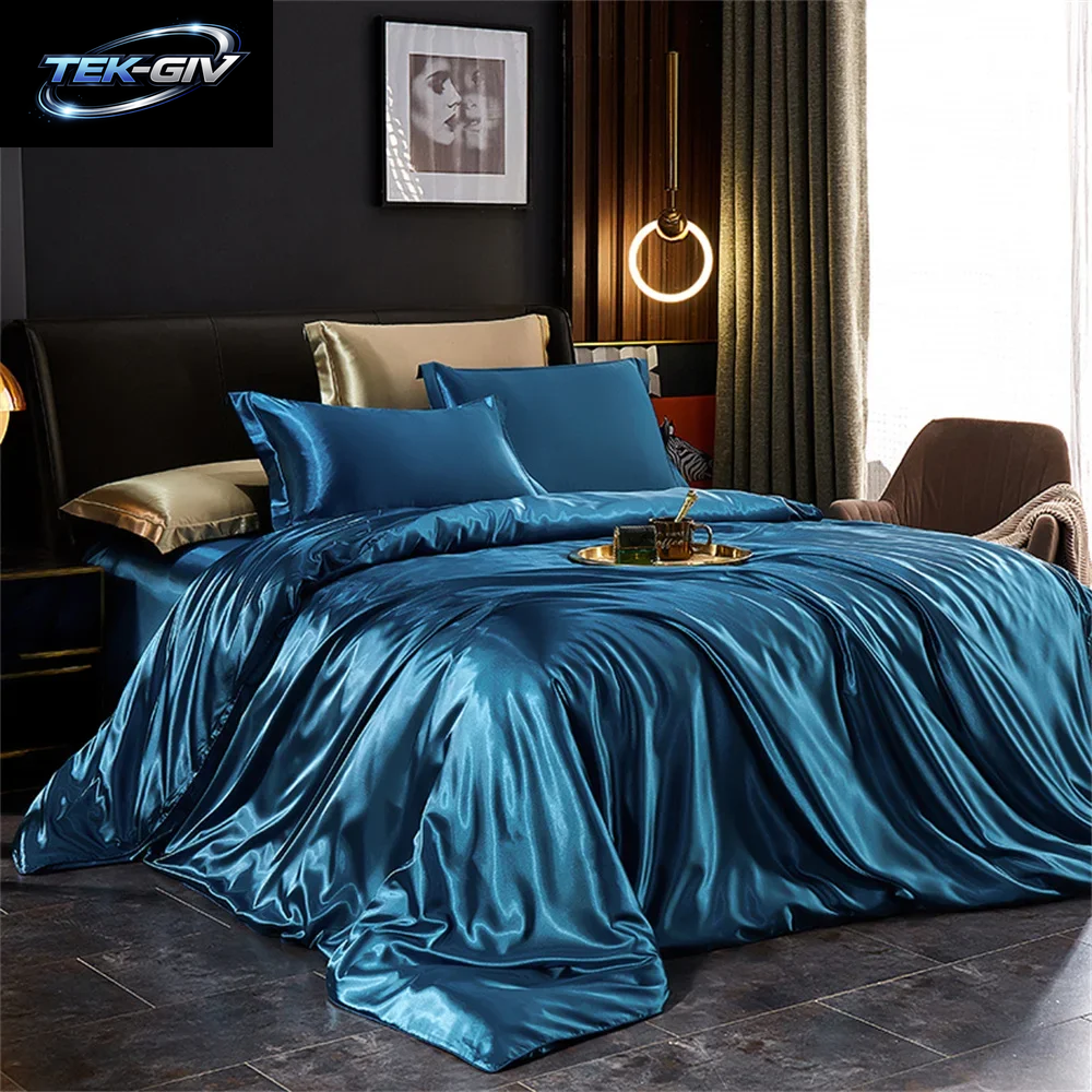 Bettwäsche-Set Aus Massiver Seide Mit Bettbezug, Bettlaken, Kissenbezüge, Luxuriöser Satin, Einzelbett, Doppelbett, Bettlaken, King-Size-Bett, Queen-Size-Bett