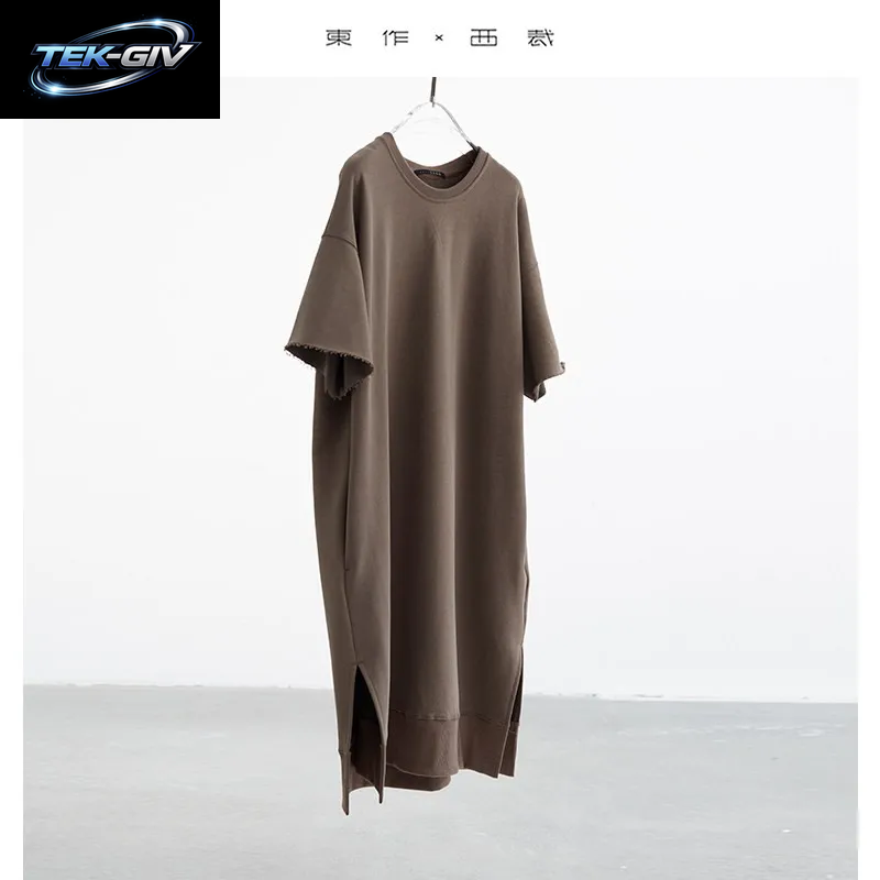 T-Shirt-Kleid~Damenbekleidung in Übergröße, Lockeres Sweatshirt-Kleid Aus Baumwolle Und Leinen, Neuer Frühlings- Und Sommerstil