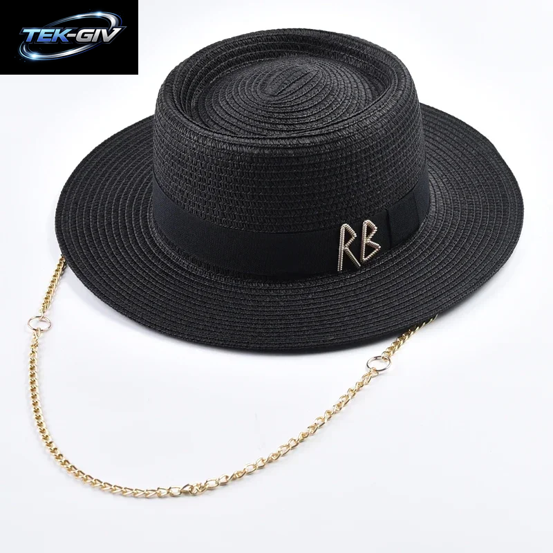 Sommer Strohhüte Für Frauen Band Dekoration Elegante Damen Party Kleid Hüte Reise Strand Sonnenhut Chapeau Femme