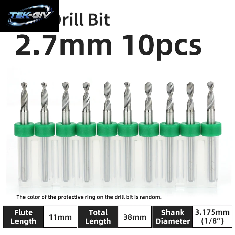 TOOLEYE 10-Teiliges Pcb-Bohrer-Set, Mikrobohrer, Leiterplatte, 1/8 Zoll Schaft, Mini-Cnc-Bohrer, 0,1–3,175 Mm Bohrwerkzeuge