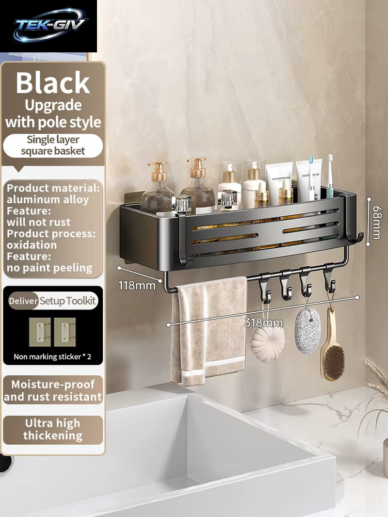 Keine Notwendigkeit, Wand Zu Bohren Für Die Installation, Badezimmerregal Aus Aluminium, Shampoo-Regal, Aufbewahrungshalter, Küchen-Organizer, Wandregal