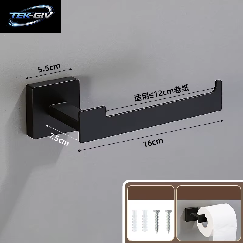 Mattschwarz Badezimmer Zubehör Set Wand Halterung Handtuch Bar Handtuch Ring Rollen Papier Halter Robe Haken Edelstahl Hardware Set