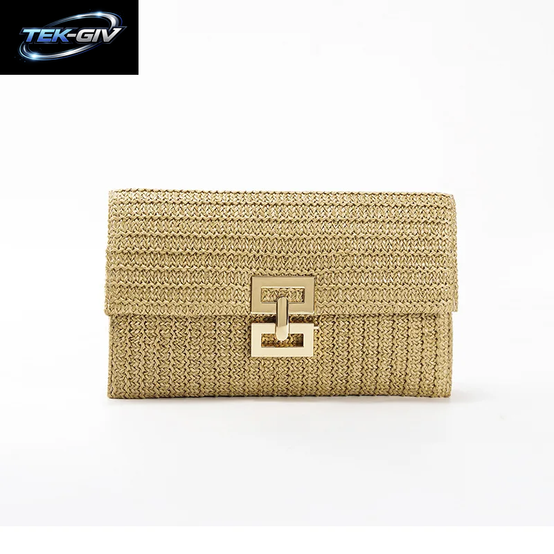 Strohgewebte Clutch Für Frauen, Bast, Häkeln, Strand, Rattan, Lässig, Weiblich, Party, Hochzeit, Abendtasche, Neue Sommer-Luxus-Geldbörse, Handtasche